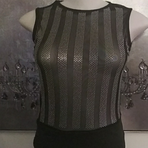 New Black bodysuit with sliver rhinestones - Picture 5 of 5